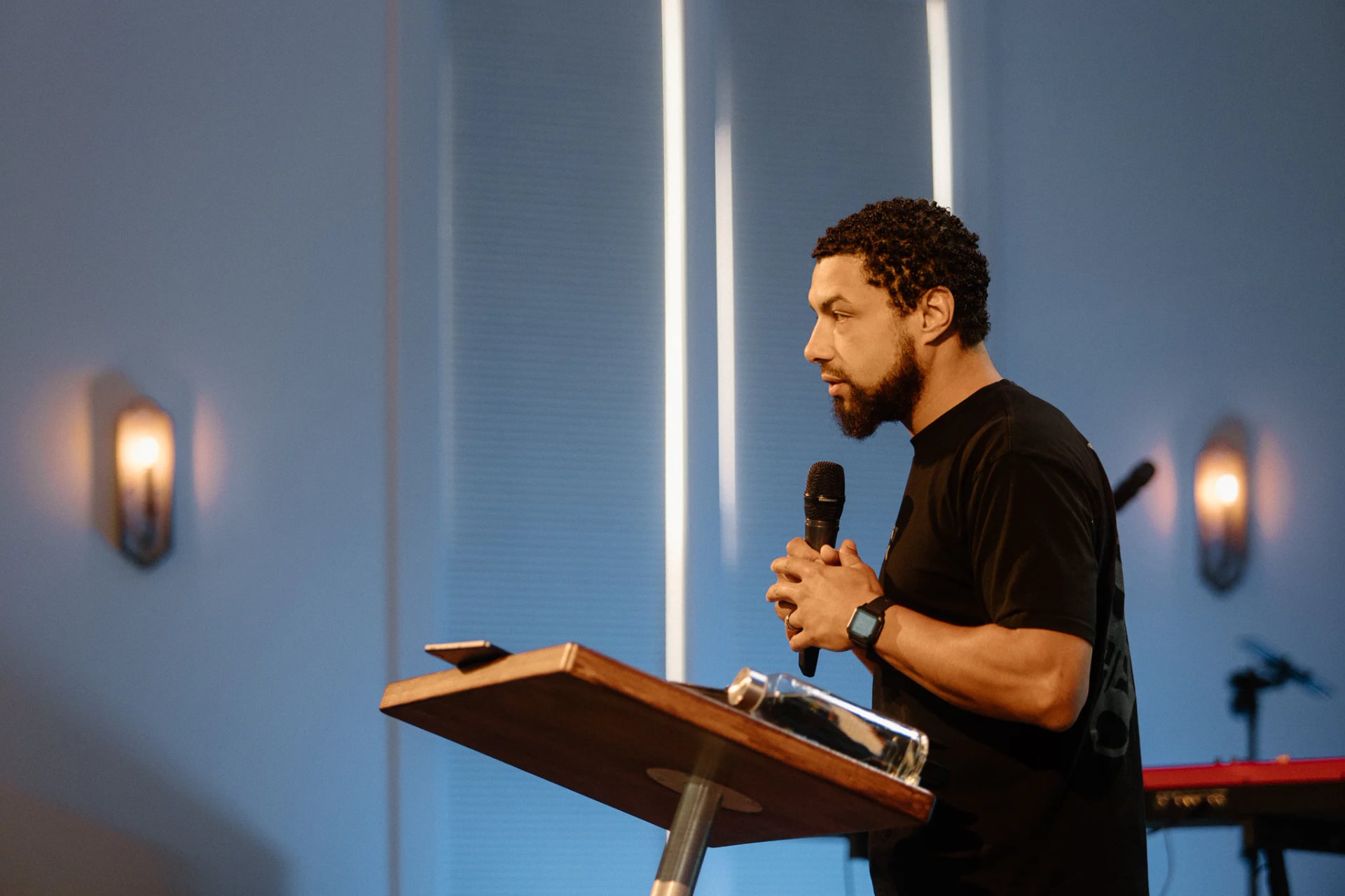 Preaching from the pulpit on a Sunday